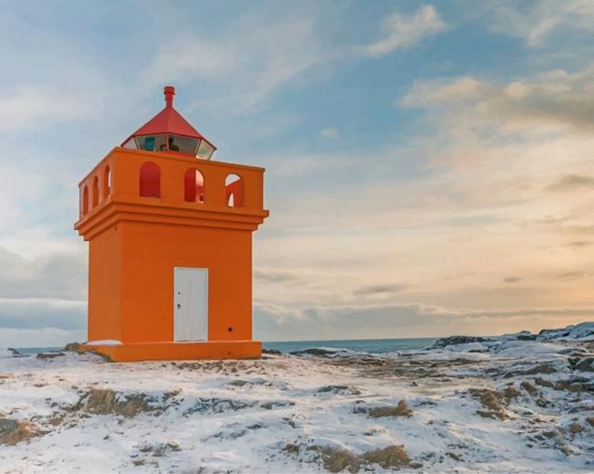 lighthouse northern iceland paint by number