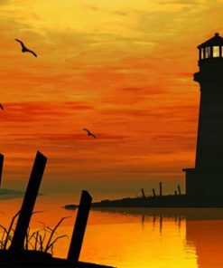 Lighthouse Silhouette paint by numbers