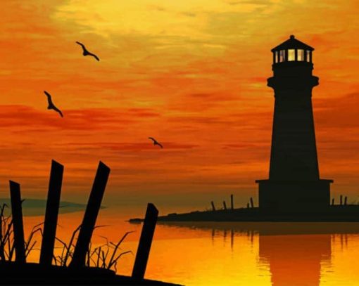 Lighthouse Silhouette paint by numbers