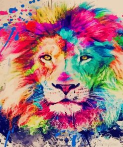 lion watercolor splash paint by number