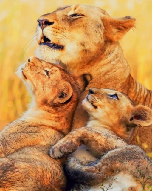Lioness With Her Babies paint by numbers