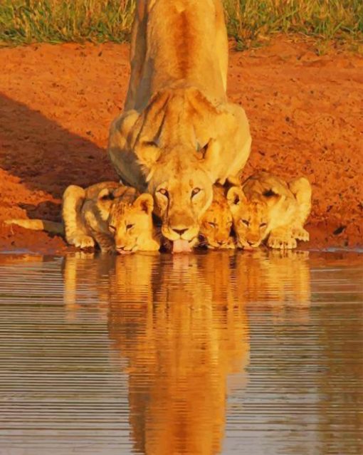 Lions in Serengeti National Park paint by numbers