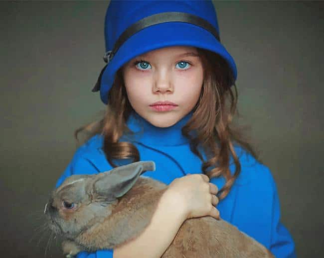Little Girl Carrying Rabbit paint by number