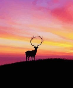 Male Deer Silhouette paint by numbers