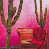mexican pink wall with cactus paint by number