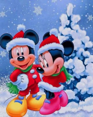 Mickey and Minnie Mouse Christmas paint by numbers