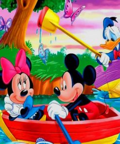 Mickey Duck and Minnie On The Boat paint by numbers