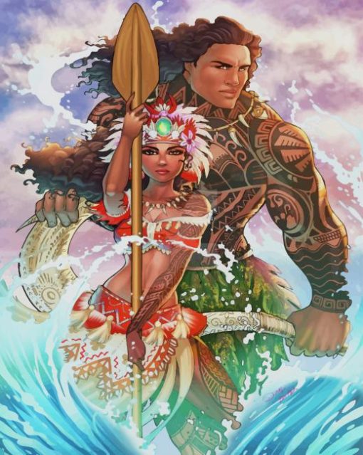 Moana And Maui Art paint by numbers