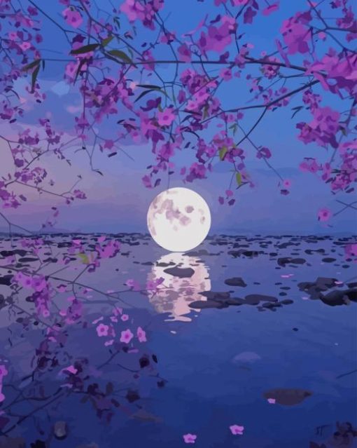 Beautiful Moon Reflection paint by number