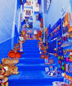 Moroccan Blue City paint by numbers