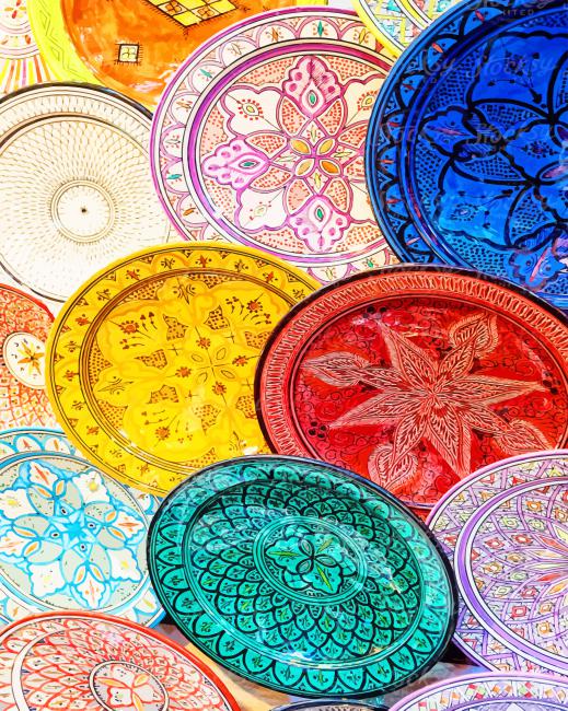 Colorful Moroccan Plates paint by colors