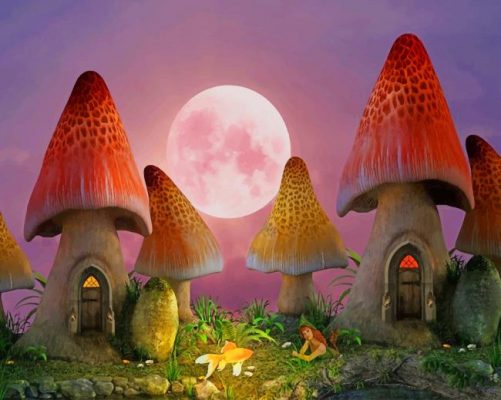 mushroom House paint by numbers