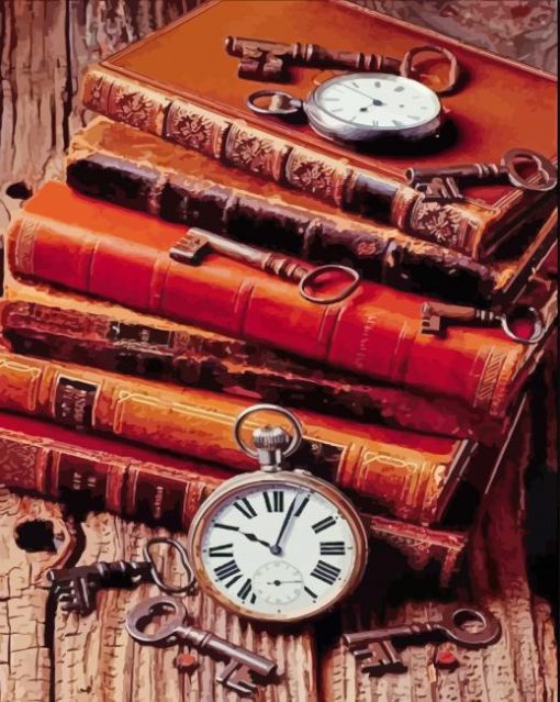 Old Books And Watches paint by numbers