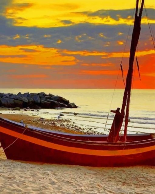 old sailboat sunset paint by number