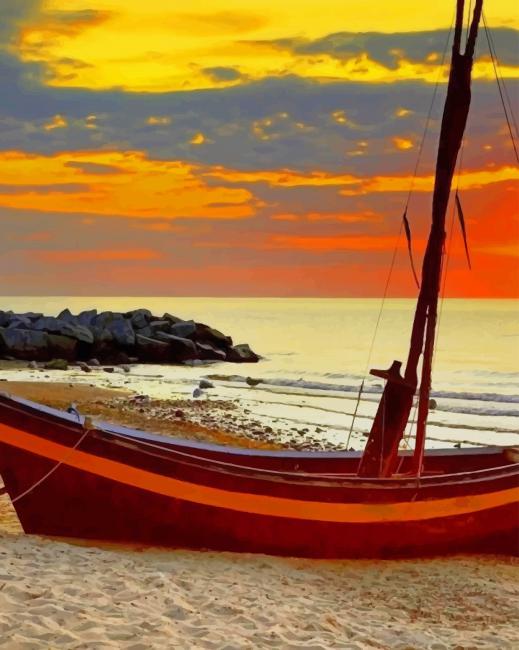 old sailboat sunset paint by number