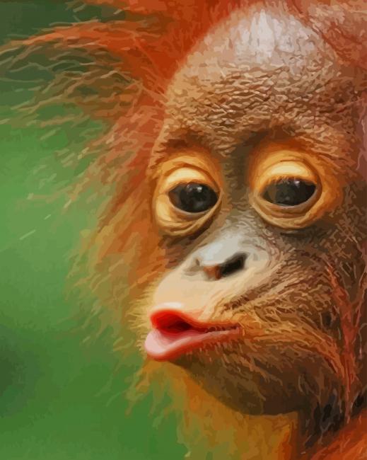 Orange Oetan Baby paint by numbers