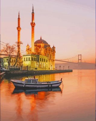 Ortakoy Mosque Sunset View paint by numbers