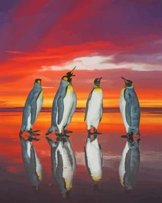 Penguins Sunset paint by numbers
