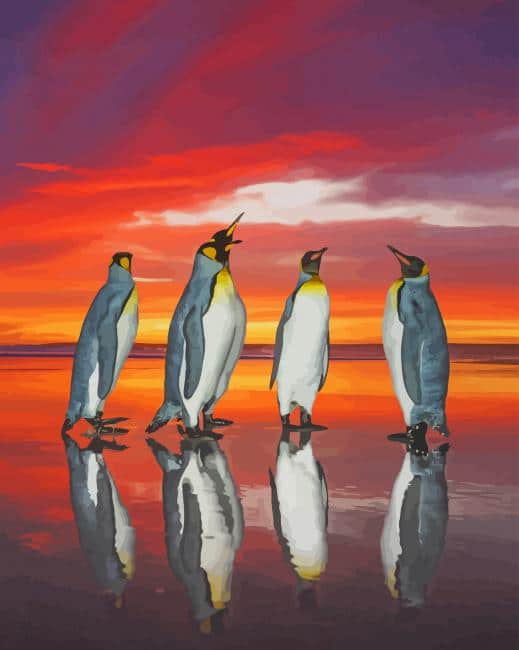 Penguins Sunset paint by numbers