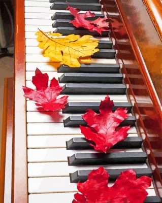 Piano And Autumn Leaves paint by numbers