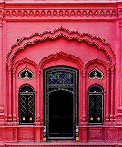 Pink And Black Building paint by numbers