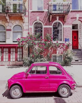 Pink Fiat 500 NEW Paint By Numbers