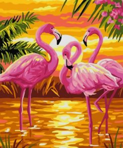 Pink Flamingo Sunset paint by numbers