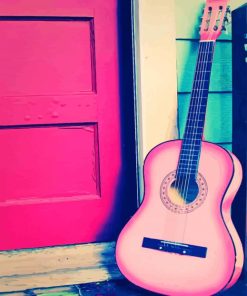 Pink Guitar paint by numbers