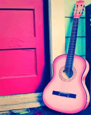 Pink Guitar paint by numbers