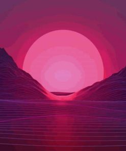 pink neon sunset paint by numbers