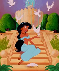 Princess Jasmine With Birds paint by number