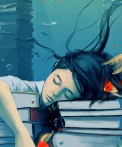 Reading Girl Underwater paint by number