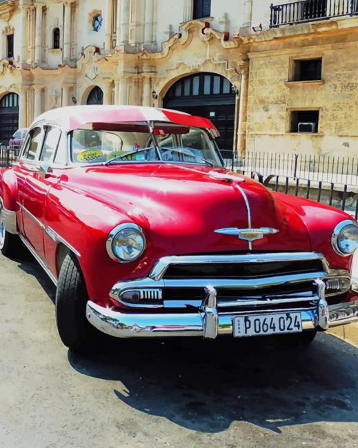 Red Old Car paint by numbers