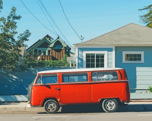 Red Van In The Street paint by numbers