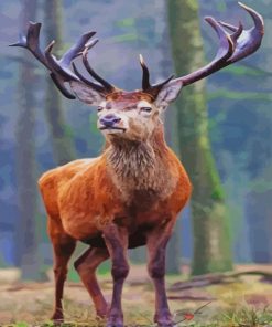 Red deer paint by numbers