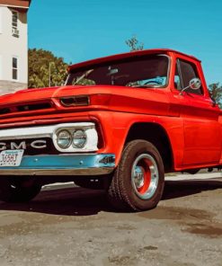 Red Old GMC Truck paint by numbers