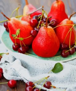 Red Pear And Cherries paint by number