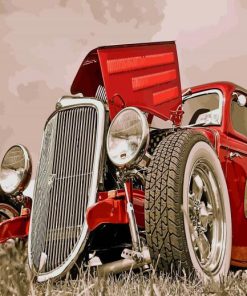 Retro Red Car paint by number