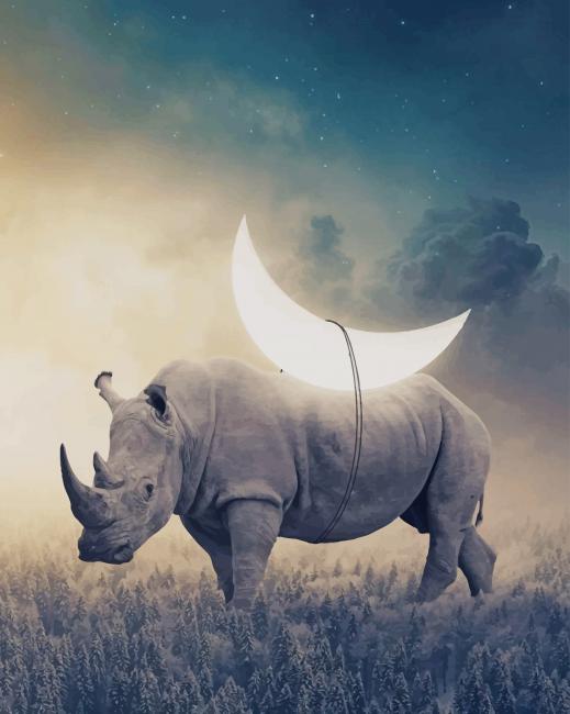 rhino surrealism paint by numbers