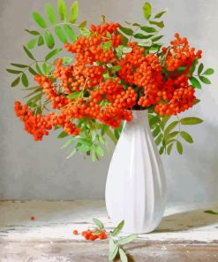 Rowan Berries Vase paint by numbers