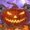Scaredy Cats Behind Of Halloween Pumpkin paint by numbers