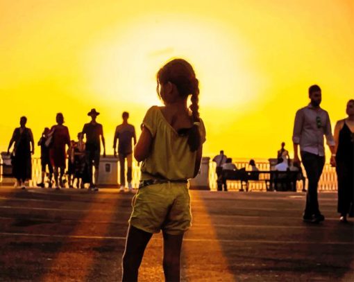 Silhouette Sunset At The Beach paint by numbers