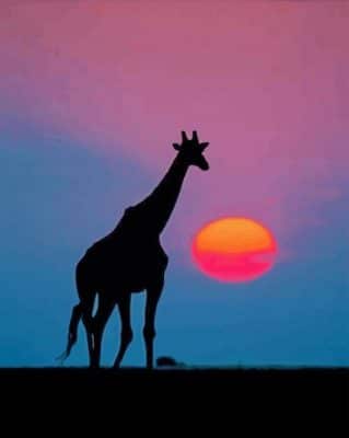 Silhouette of Giraffe Paint by numbers