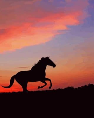 Silhouette of Horse Running paint by numbers