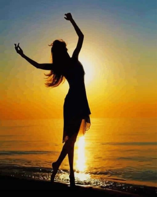 Silhouette of Woman Dancing paint by numbers