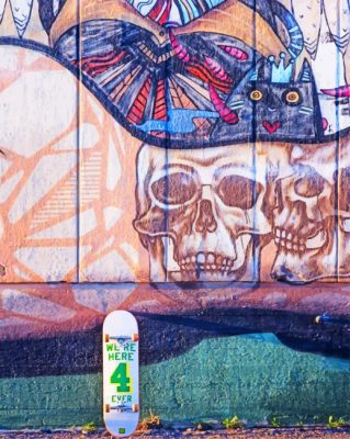 Skateboard On A Graffiti Wall paint by numbers