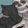 Skeleton And Cat Art paint by numbers