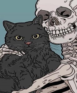 Skeleton And Cat Art paint by numbers