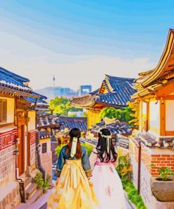 South Korea Bukchon Hanok Village paint by number