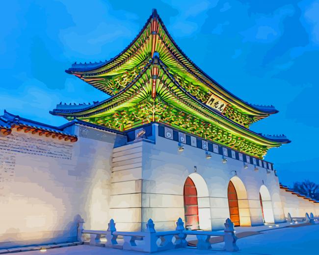 South Korea Gwanghwamun Gate paint by number